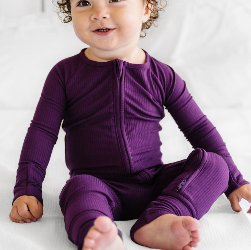 Little Sleepies Plum Ribbed Zippy 3T NEW NWT NIB